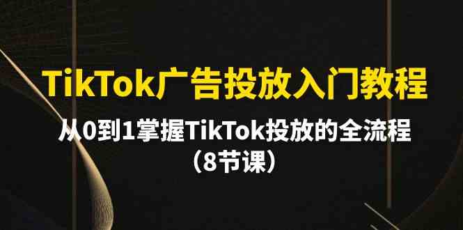 TikTok广告投放入门教程，从0到1掌握TikTok投放的全流程（8节课）-145wc_cn