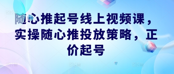 随心推起号线上视频课，实操随心推投放策略，正价起号-145wc_cn